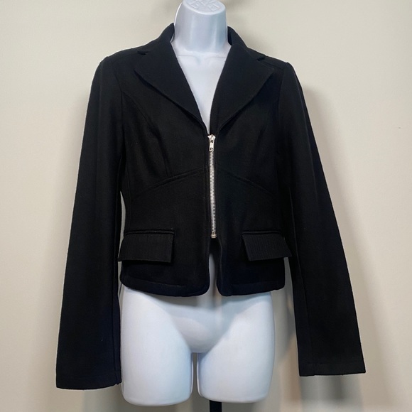 Odds & Evens Black Wool Zipper Closure Blazer - Picture 2 of 10